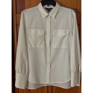 Simply Vera Vera Wang Cream Career Button Up Shirt Women's Medium top Pockets